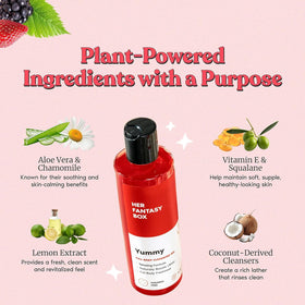 Her Fantasy Box ingredient label close-up highlighting gentle plant-based formula