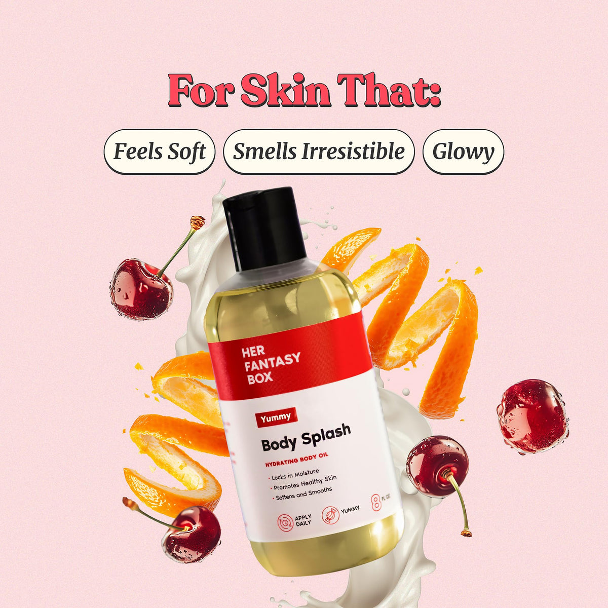 Her Fantasy Box pouring oil detail highlighting easy application and control