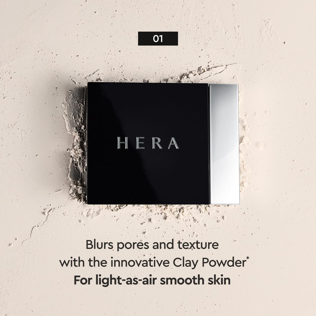 HERA open tin top view showing airy powder ready to smooth skin