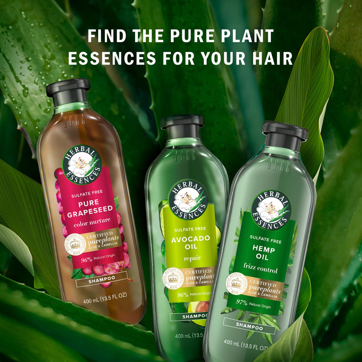 Herbal Essences recycled plastic bottle detail showing eco-conscious packaging