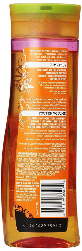 Herbal Essences back label close-up highlighting ingredients and benefits