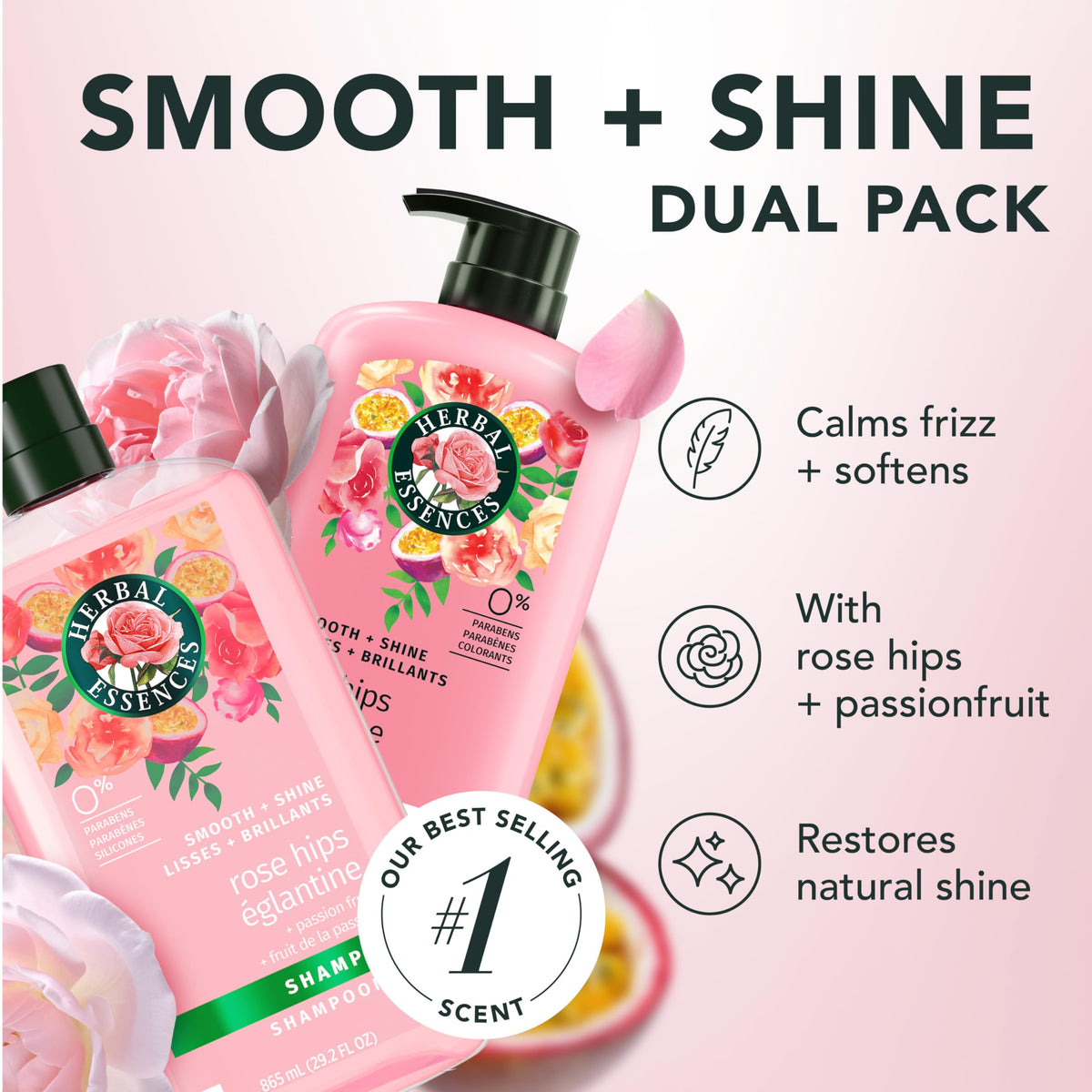 Herbal Essences label close-up highlighting ingredients and scent