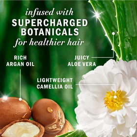 Herbal Essences conditioner in hand demonstrating detangling ease