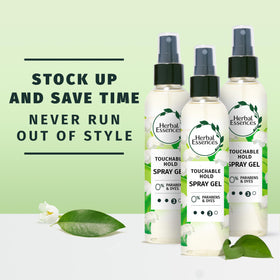 Herbal Essences finished dry curls showing touchable hold and natural movement benefit