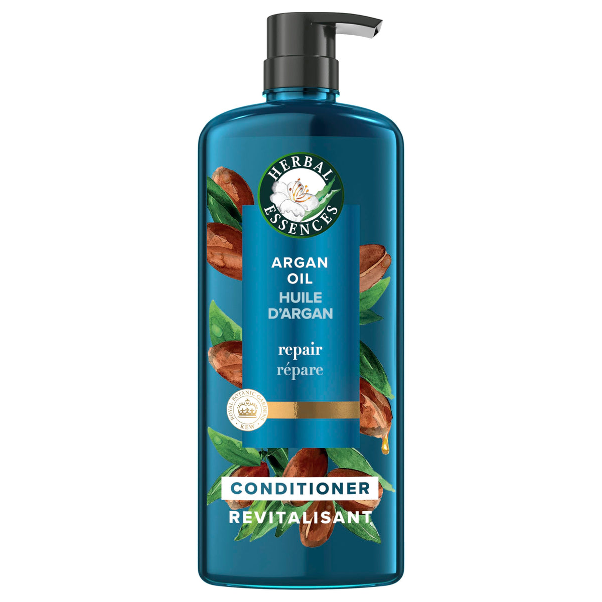Herbal Essences front bottle showing argan oil repair conditioner benefit