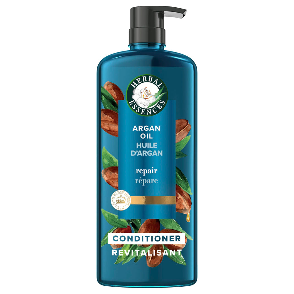 Herbal Essences front bottle showing argan oil repair conditioner benefit