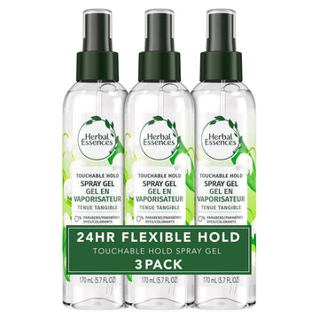 Herbal Essences front spray bottle showing label and easy-use nozzle benefit
