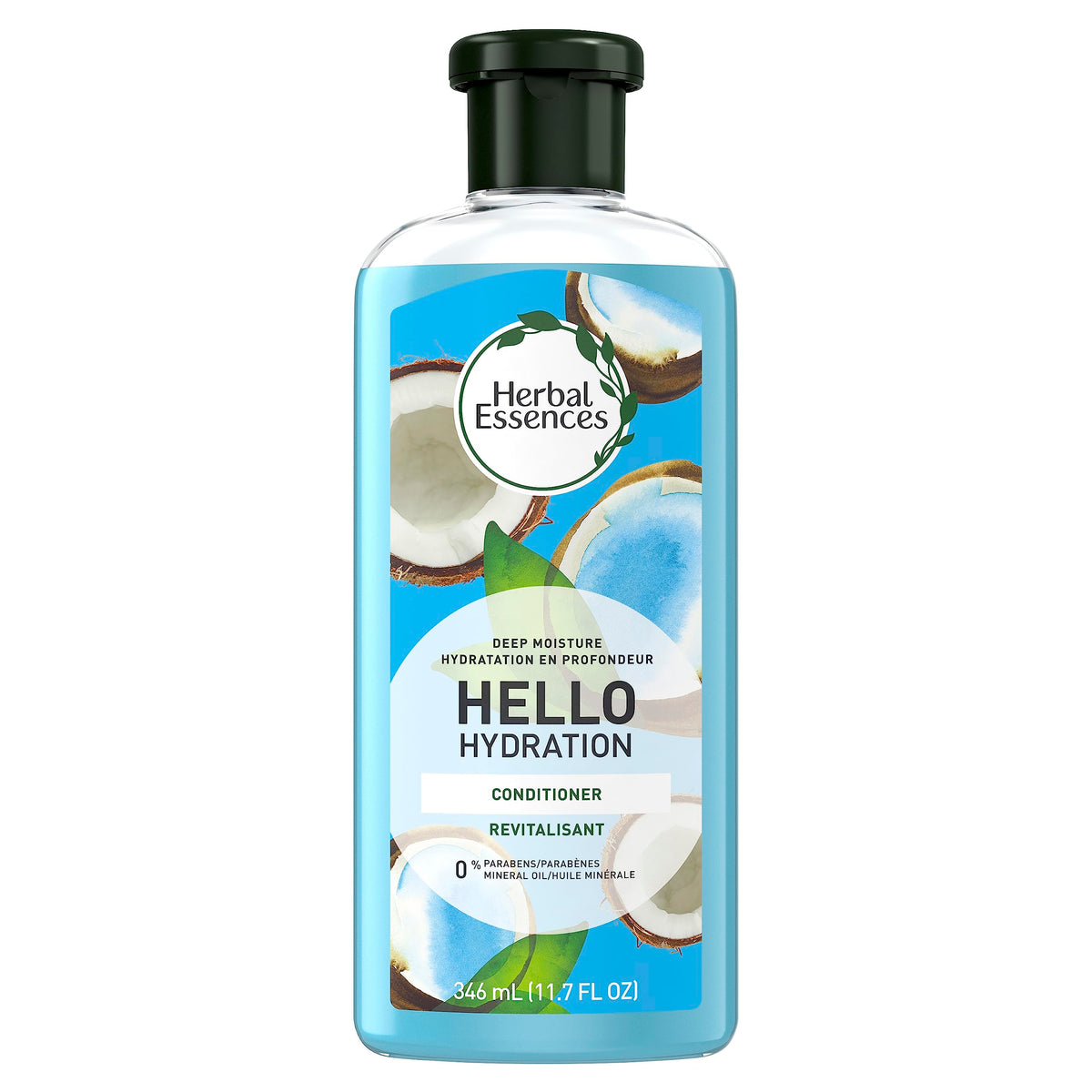 Herbal Essences front bottle showing product and coconut scent benefit