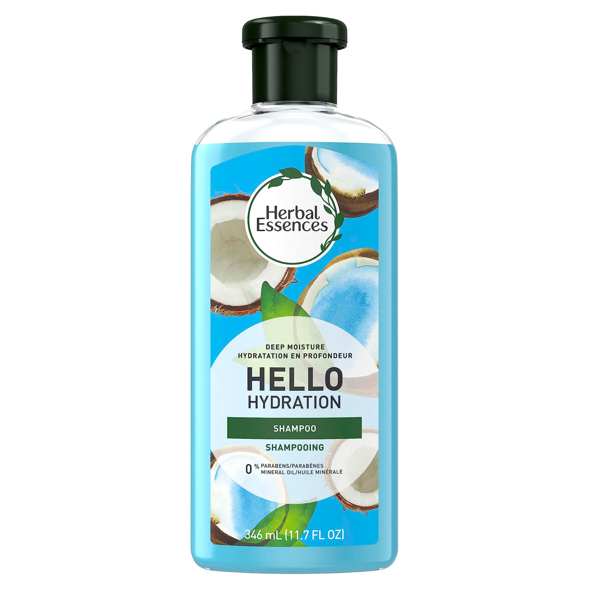 Herbal Essences front bottle view showing label and coconut scent benefit