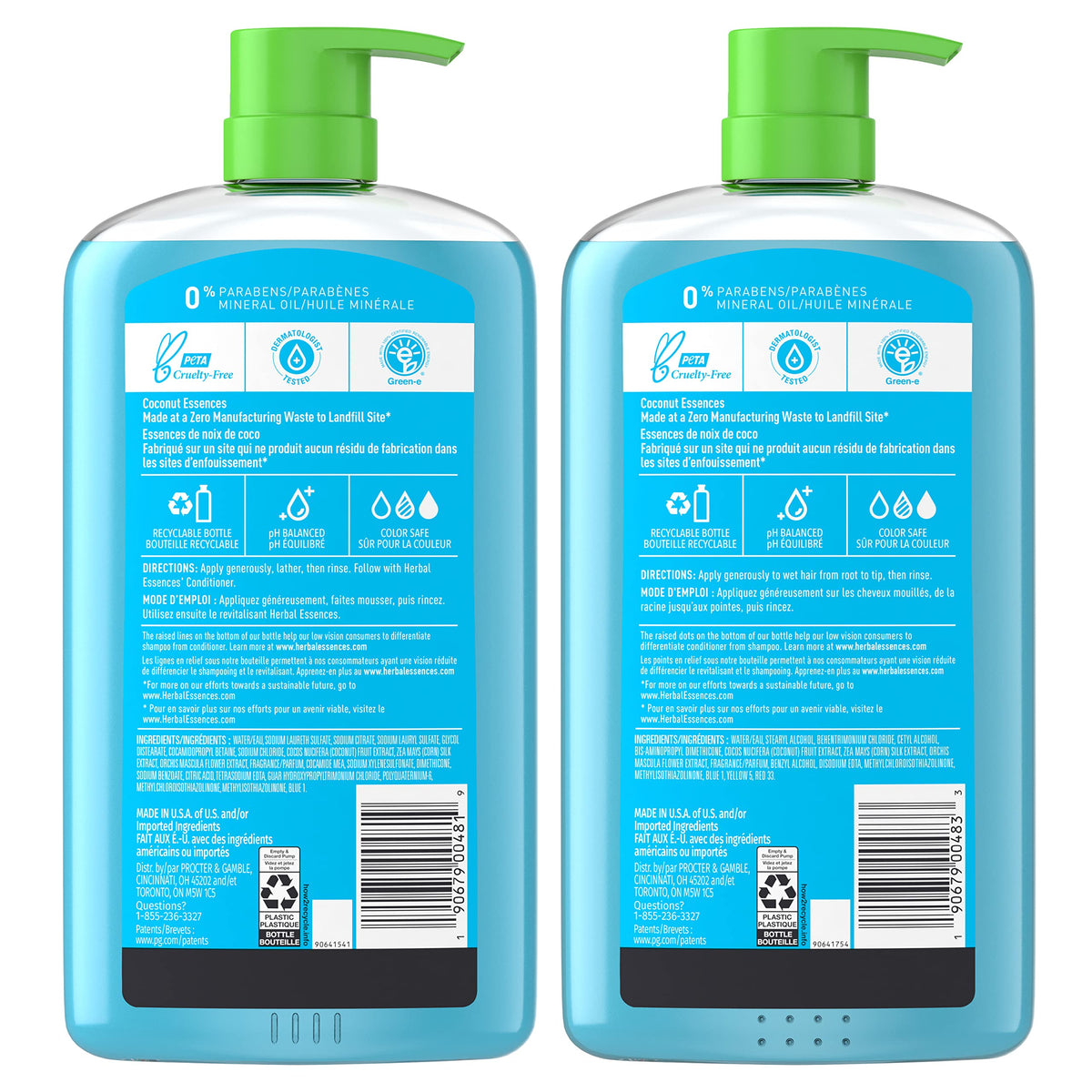 Herbal Essences recyclable bottle symbol highlighting eco-friendly packaging benefit
