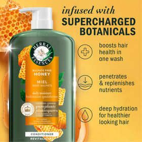 Herbal Essences back label close-up highlighting ingredient list and certifications