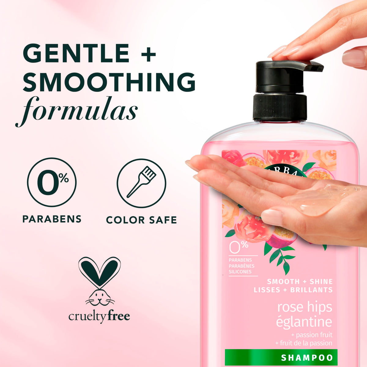 Herbal Essences shampoo lathering in shower to help smooth hair