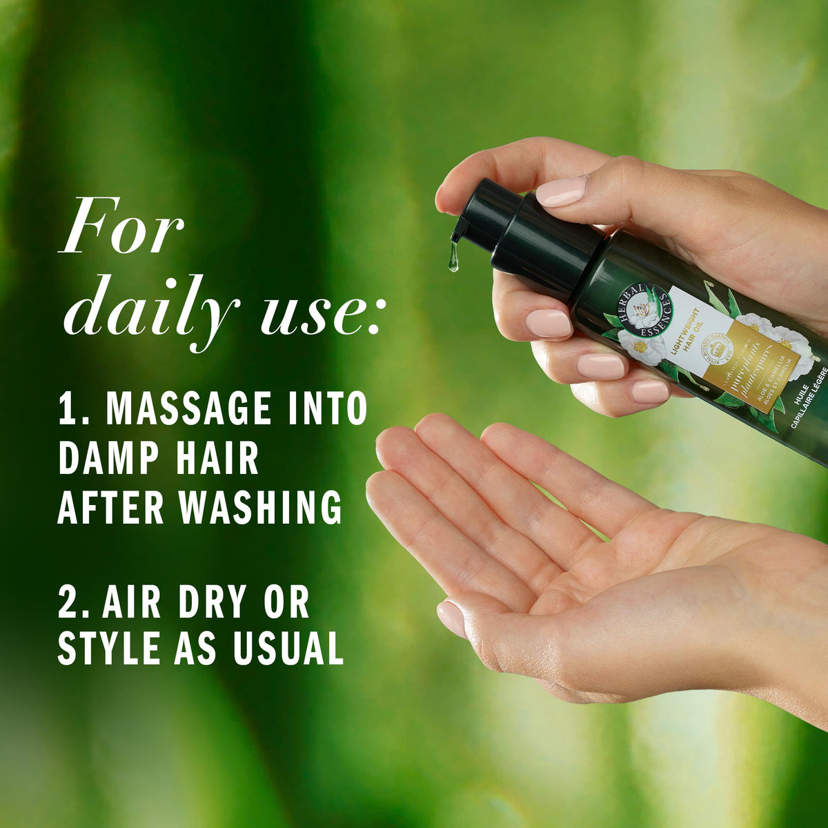 Close-up of Herbal Essences label highlighting certified pure plant ingredients