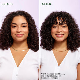 Herbal Essences before and after showing reduced frizz and defined curls