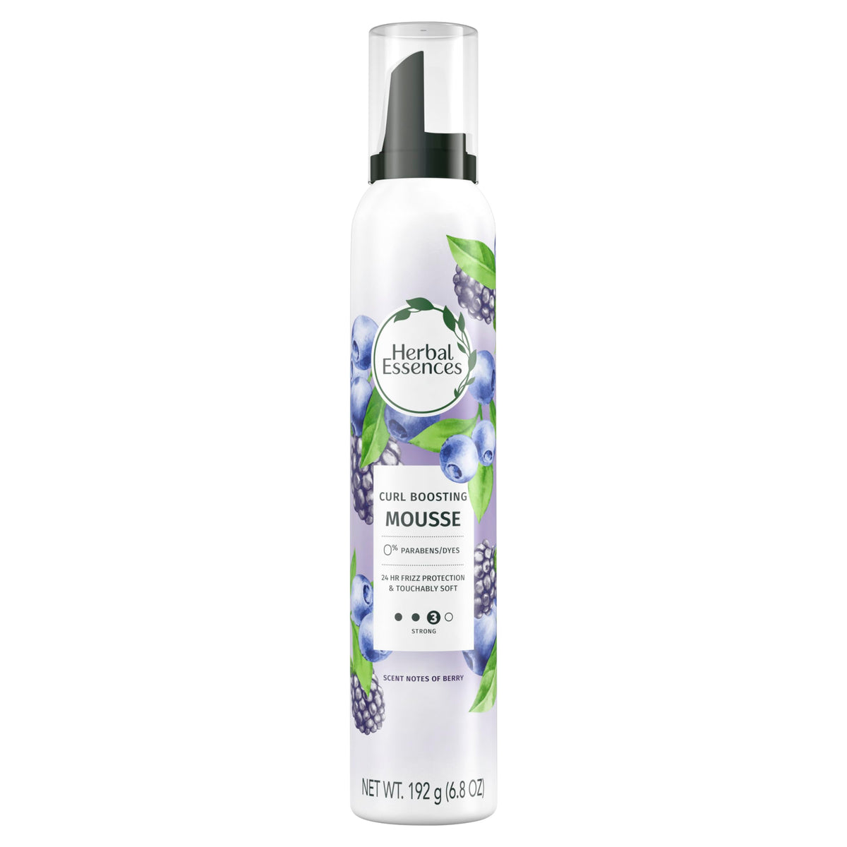 Herbal Essences mousse on bathroom shelf in lifestyle styling routine
