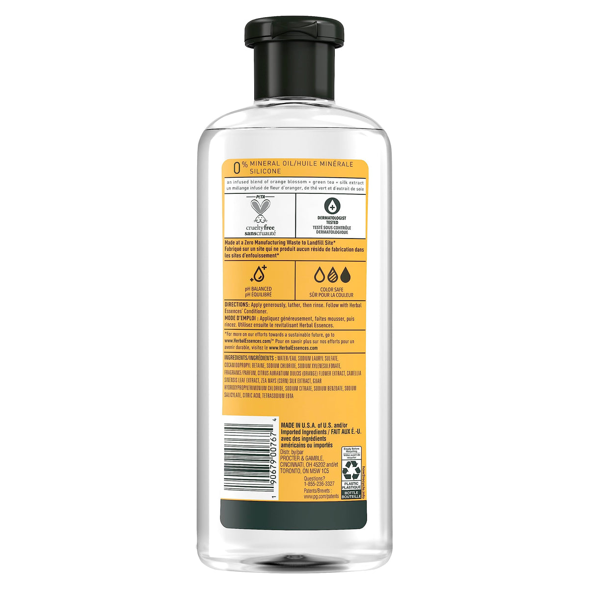 Herbal Essences pump top and label detail offering easy-dispense convenience