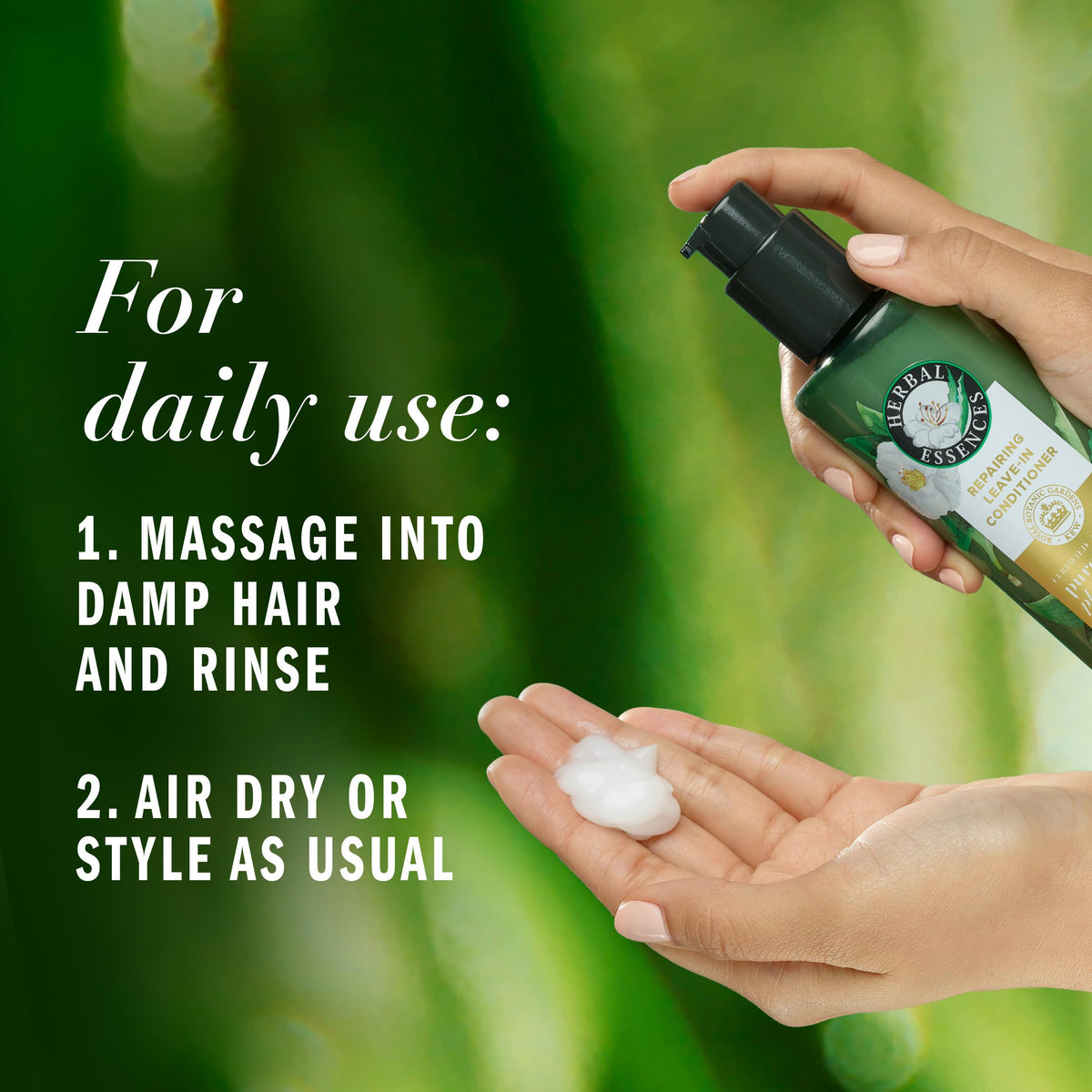Herbal Essences texture close-up showing lightweight absorbent formula