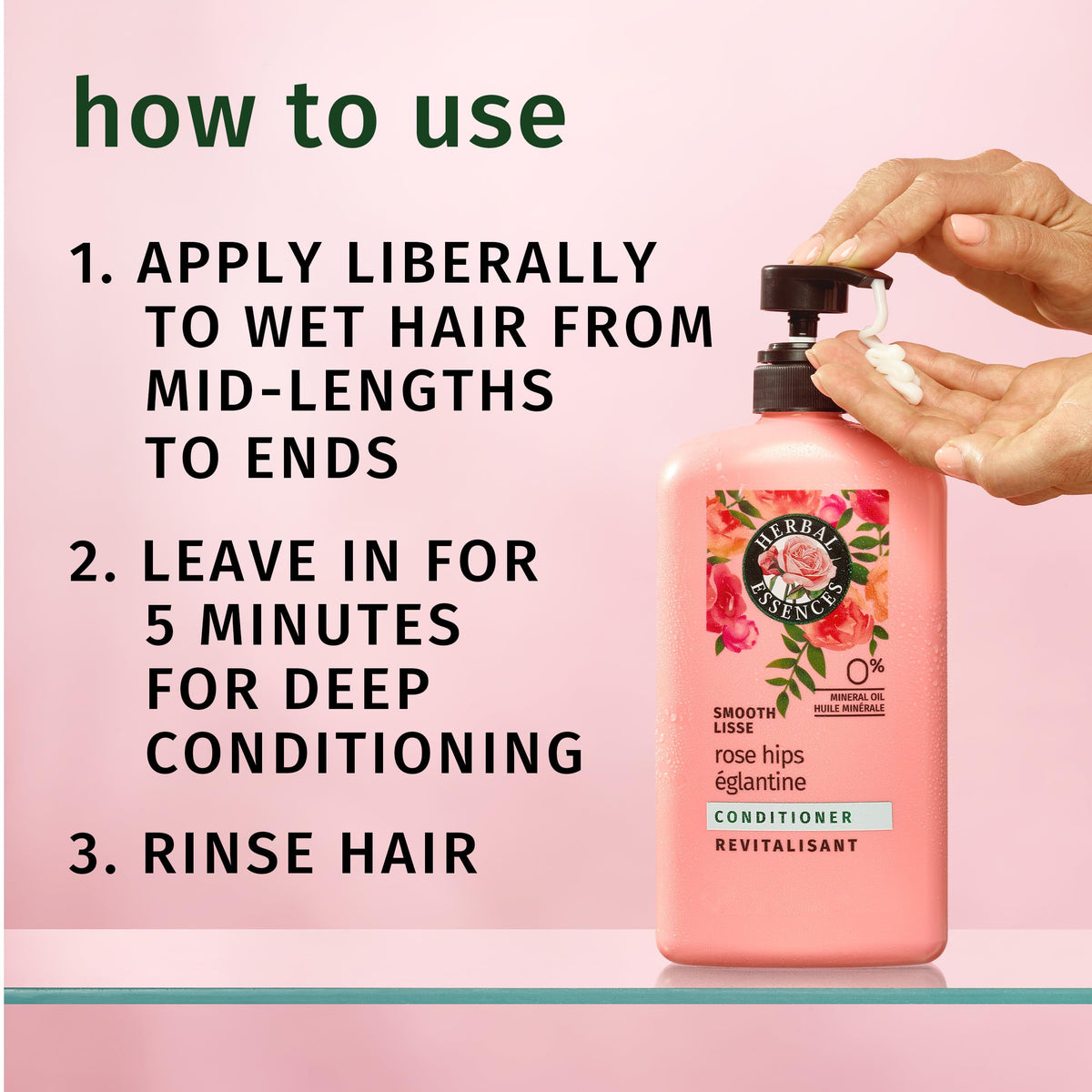 Herbal Essences pump dispensing conditioner for controlled, mess-free use
