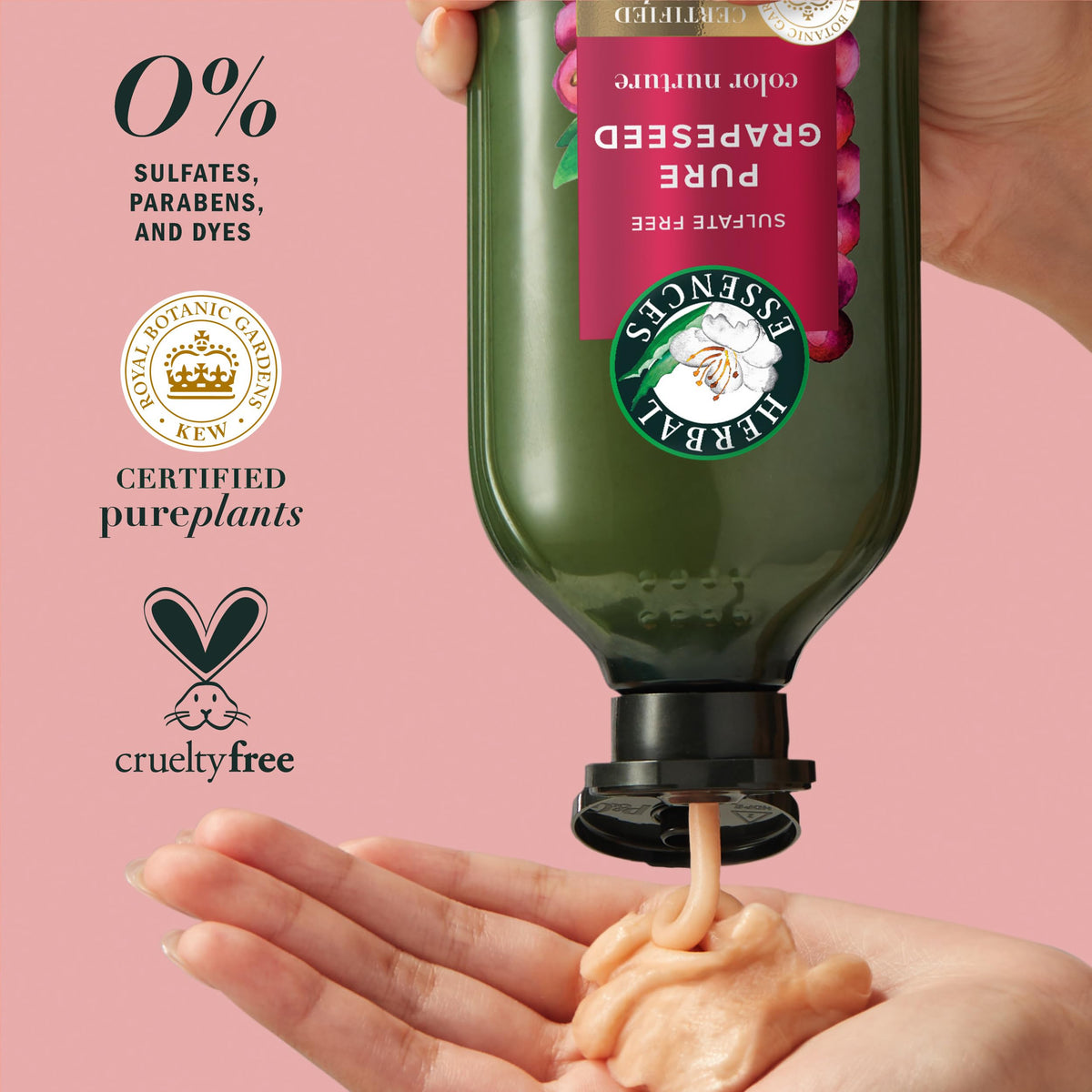 Herbal Essences 13.5 fl oz bottle held to show actual size and scale