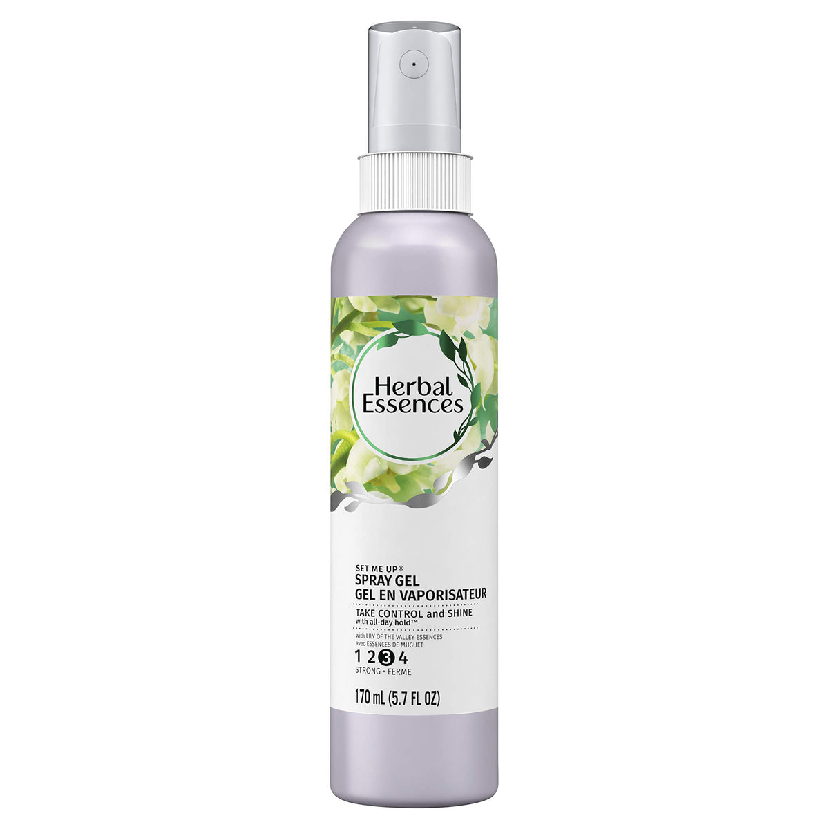 Herbal Essences spray gel front packaging showing label and size, long-lasting hold