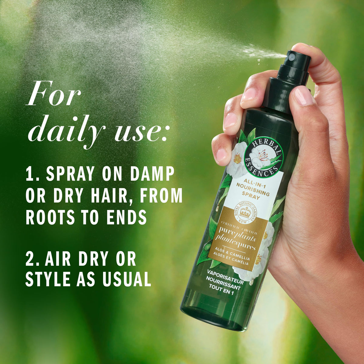 Herbal Essences fine mist spray texture delivering lightweight nourishment