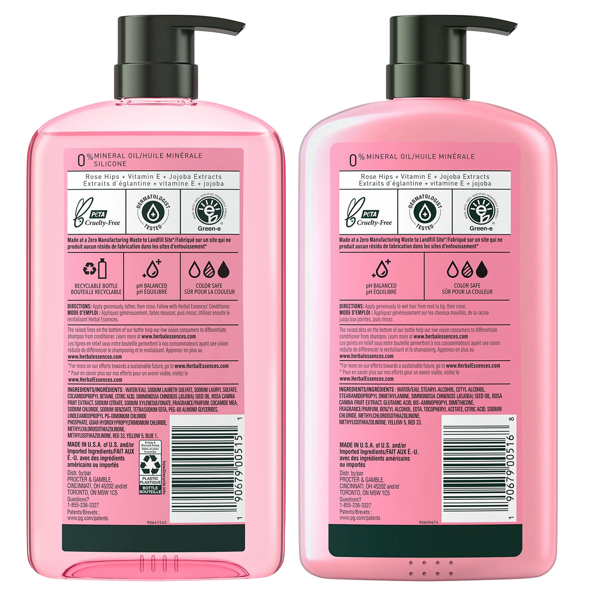 Herbal Essences styled hair with rose props showing shine and scent