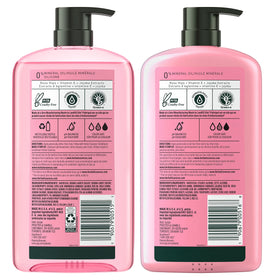 Herbal Essences styled hair with rose props showing shine and scent