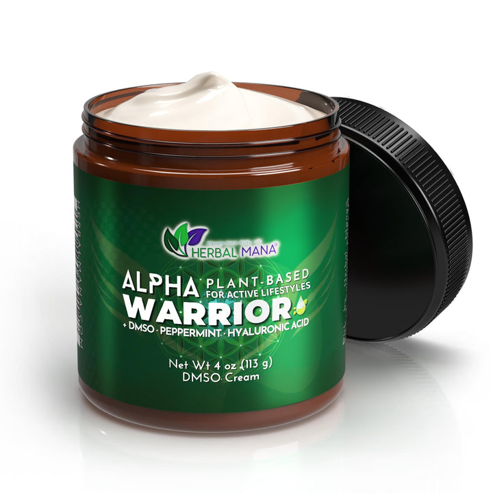 Herbal Mana Alpha Warrior front packaging showing label and cooling cream benefits