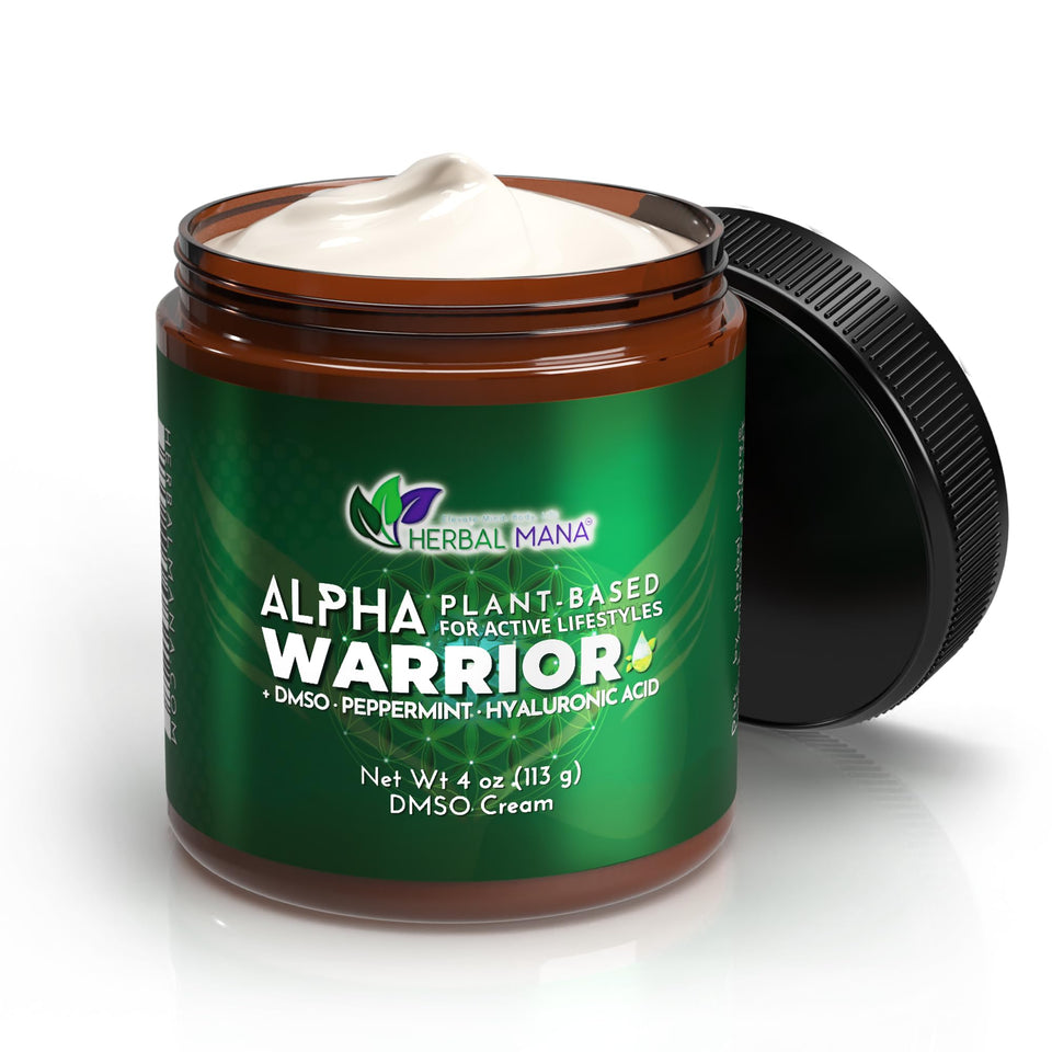 Herbal Mana Alpha Warrior front packaging showing label and cooling cream benefits