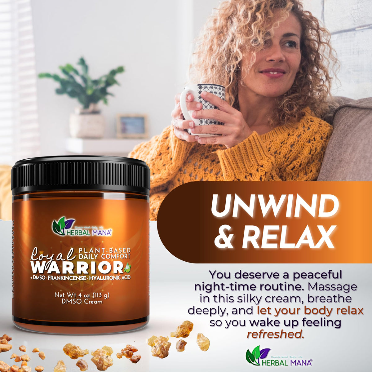 Herbal Mana application on hand demonstrating quick absorption and cooling