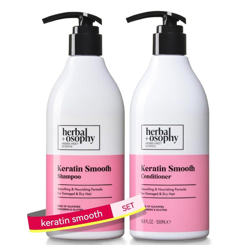 Herbalosophy front packaging showing keratin set for hydrating repair