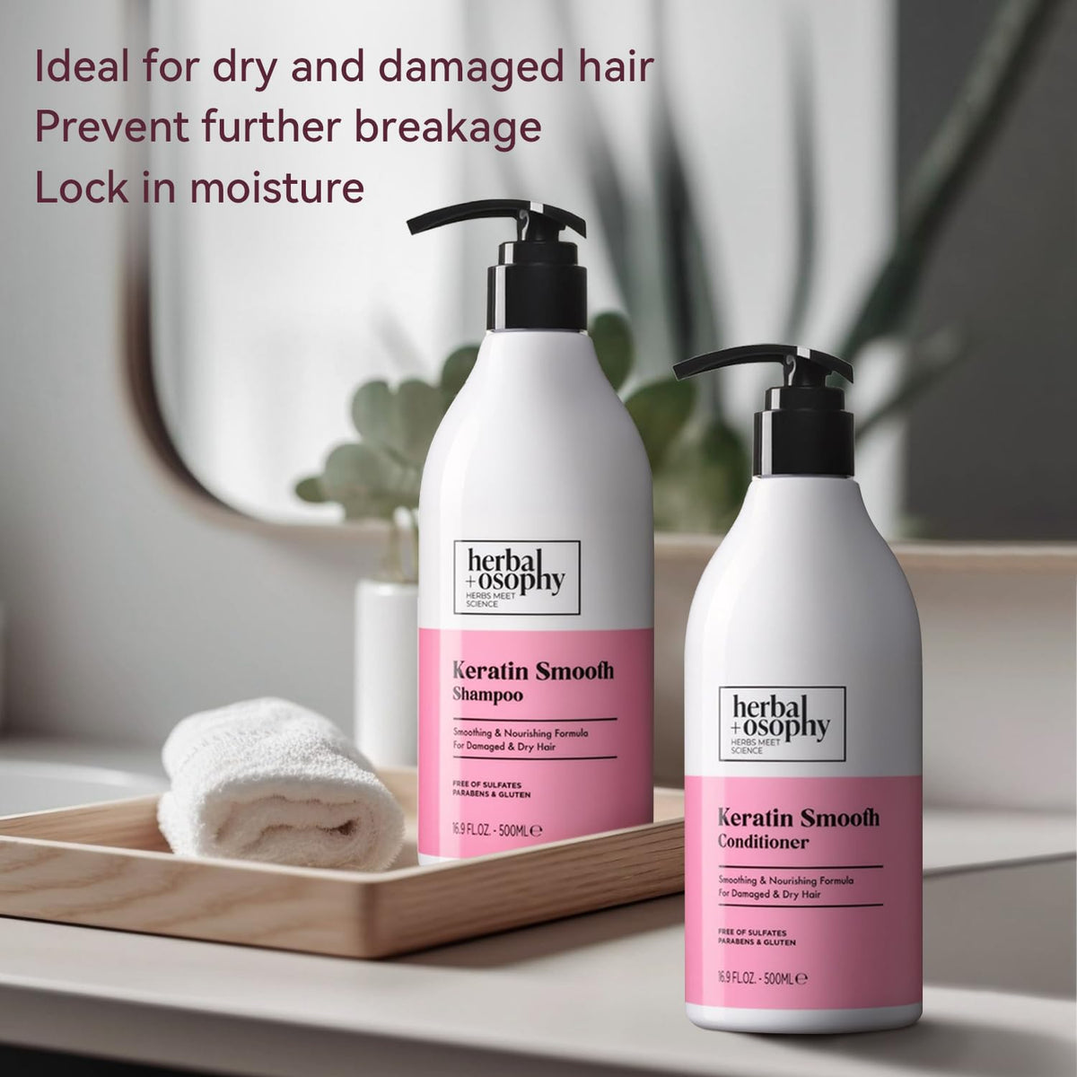 Herbalosophy shampoo rinsing in shower illustrating gentle, sulfate-free cleanse