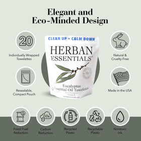 Herban Essentials close-up fabric texture of eucalyptus towelette, durable and soft