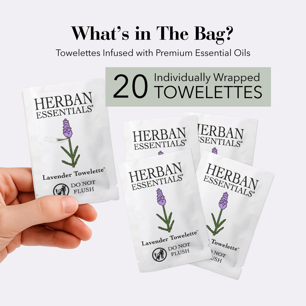 Herban Essentials lavender wipe close-up highlighting gentle texture and soothing scent