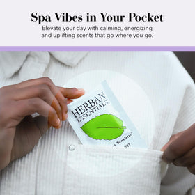 Herban Essentials packet in a beach bag illustrating on-the-go cooling and convenience