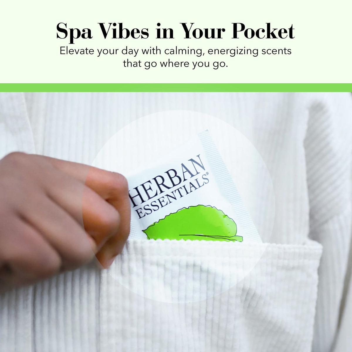 Herban Essentials wipe being used on hand providing quick cooling refresh