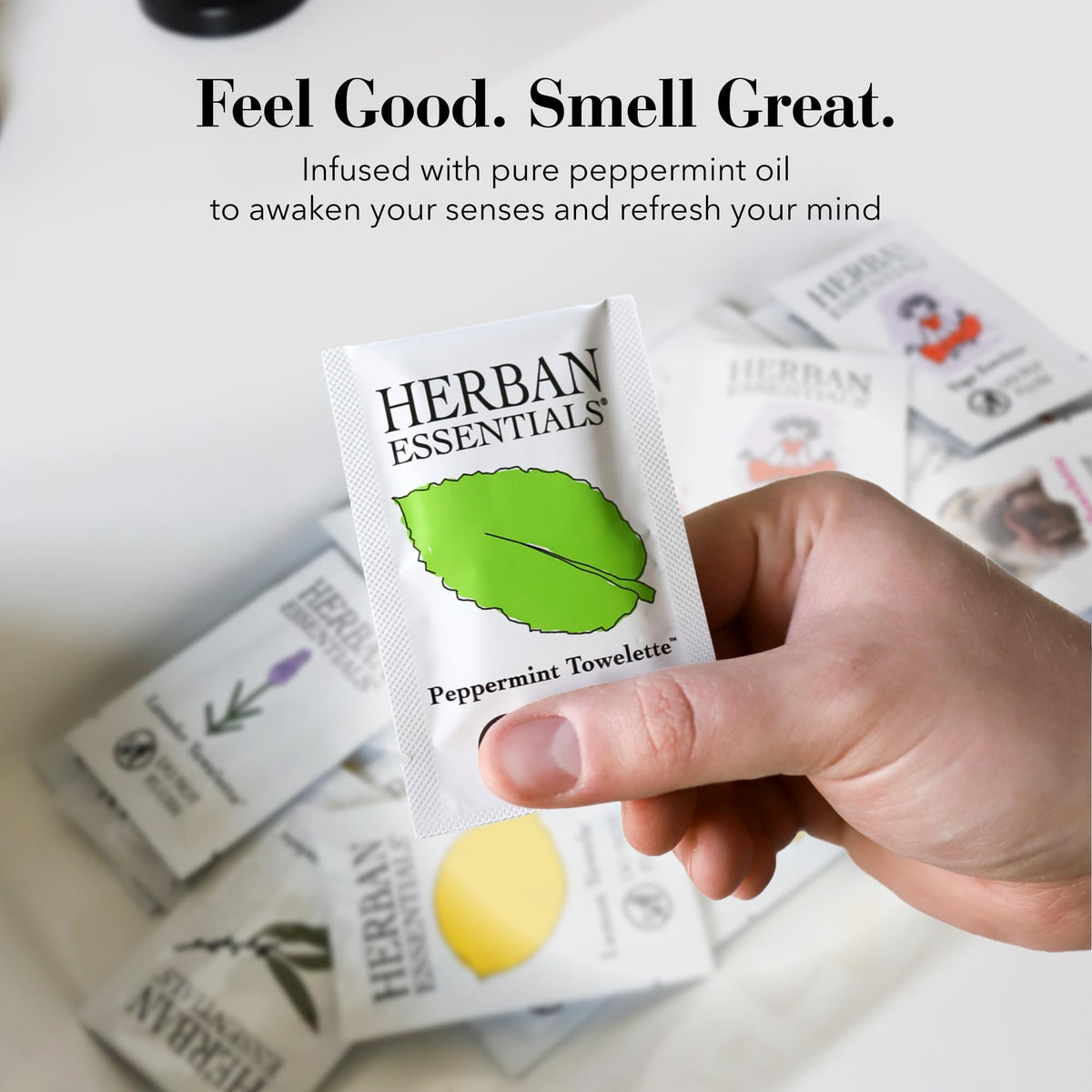Herban Essentials wipes in a travel bag ready for commuting and flights