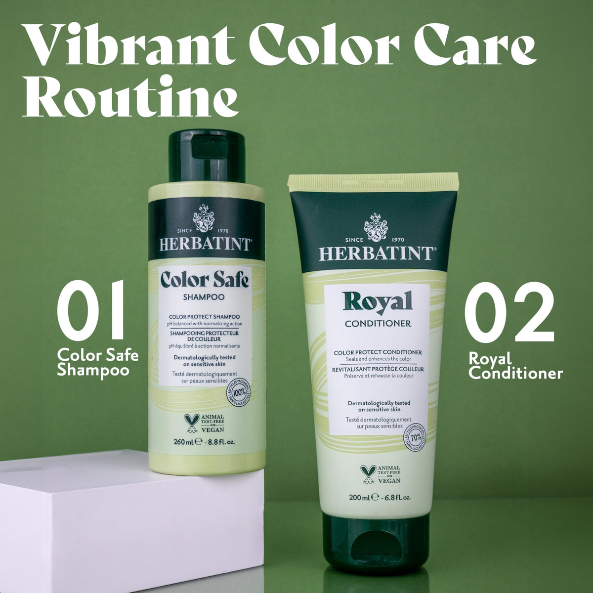 Herbatint on bathroom shelf in lifestyle setting promoting everyday use benefit