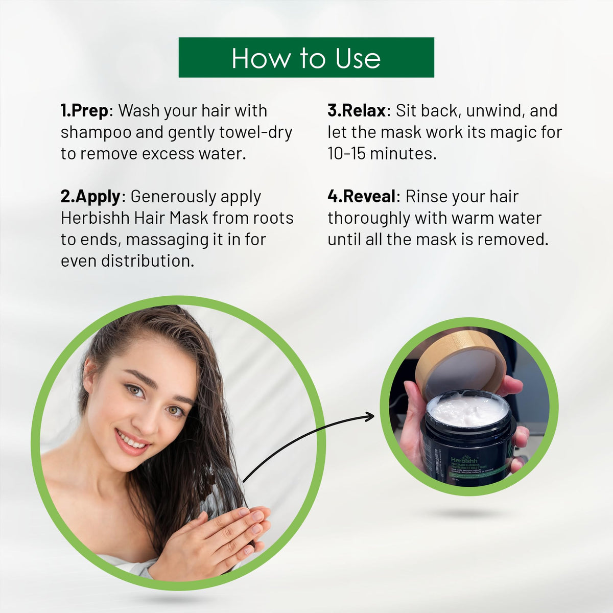 Applying Herbishh mask to damp hair demonstrating detangling and softness