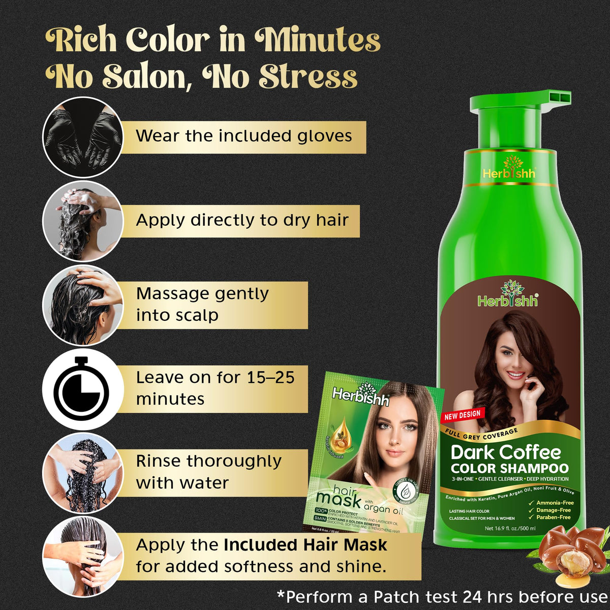Herbishh bottle label detail highlighting 3-in-1 formula and botanical claims