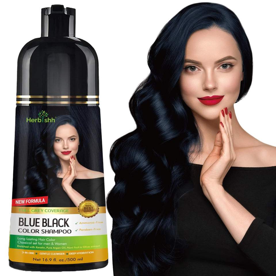 Herbishh front packaging blue black showing bottle and label benefit