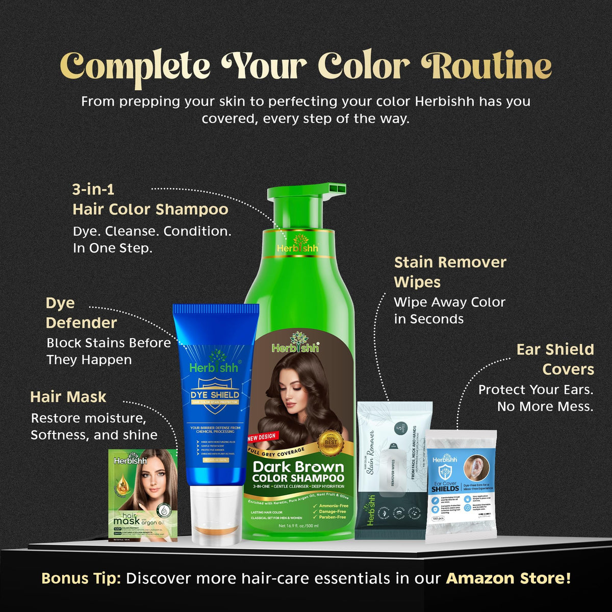 Herbishh lathering demonstration on hair showing even pigment delivery and conditioning benefit
