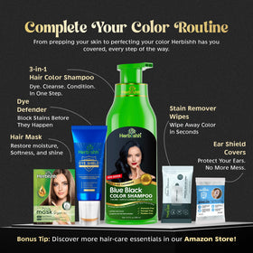 Herbishh lifestyle model with deep blue-black hair showing natural look