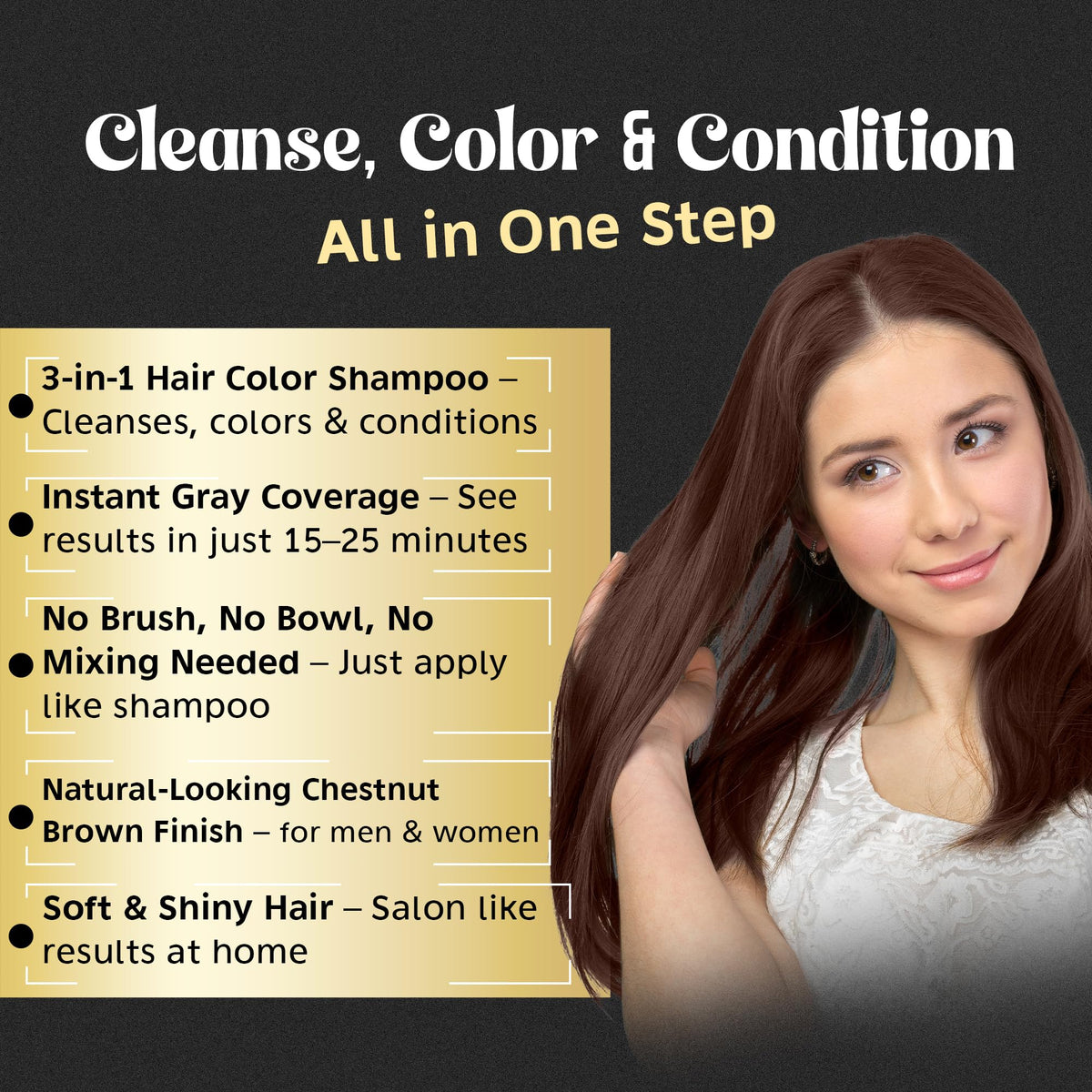 Herbishh shampoo foaming on hair close-up demonstrating gentle cleanse and conditioned feel