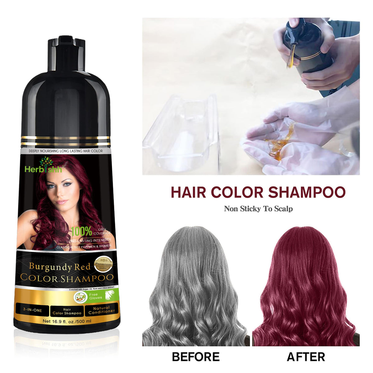 Herbishh shampoo texture close-up highlighting creamy moisturizing formula