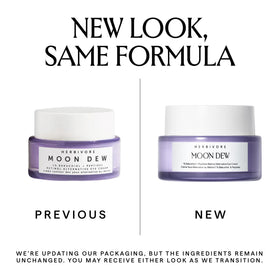 HERBIVORE close-up jar texture of Moon Dew cream highlighting silky finish to smooth fine lines
