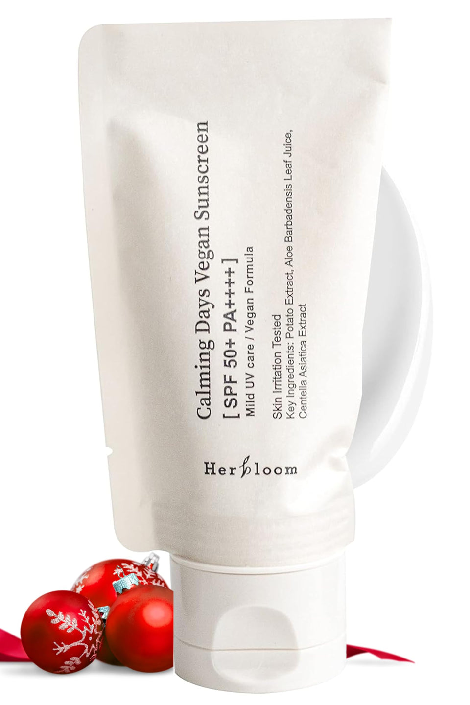 herbloom front packaging showing SPF 50+ and travel-size benefits