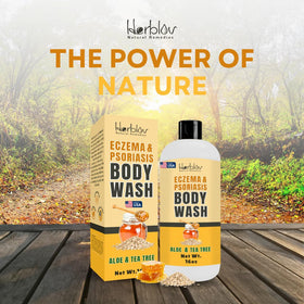 Herblov bottle beside towel lifestyle scene conveying calming routine