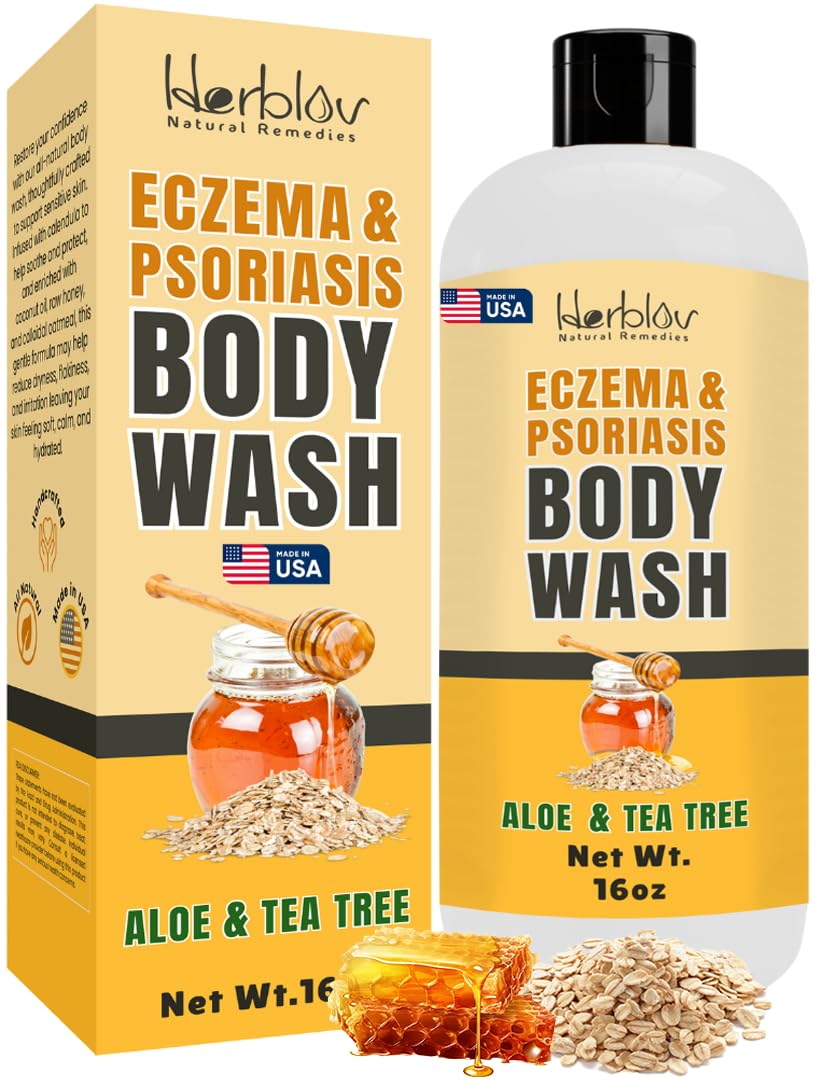 Herblov front packaging showing soothing eczema body wash benefits