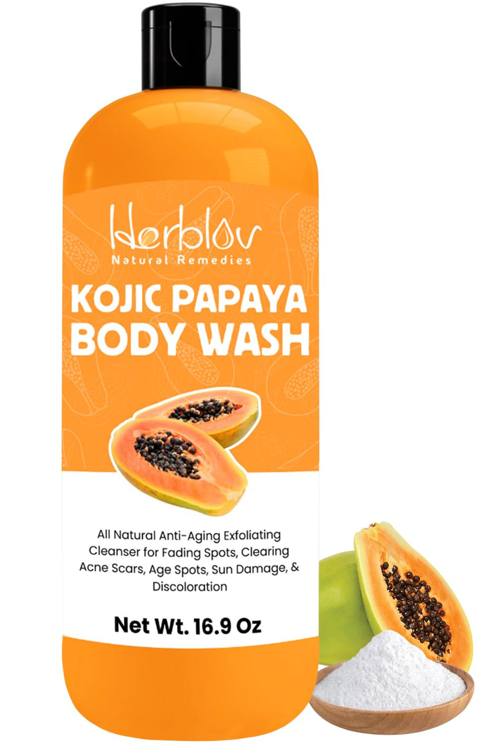 Herblov front packaging jar showing product and brightening benefit